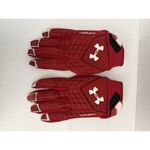 Under Armour XXL Combat Padded Football Lineman Gloves Red white NFL 77 player